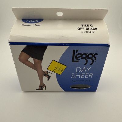 New L'eggs Day Sheer Control Top Sheer Leg Toe Pantyhose Queen Size Off Black