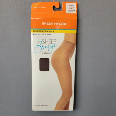 Pantyhose Mocha Sheer Breeze 100perc Nylon Womens Size Regular Reinforced Panty New