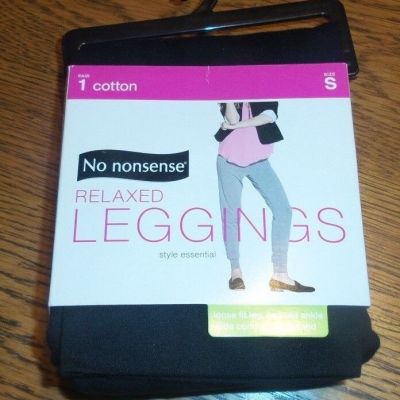 Size S 4-6 No Nonsense Relaxed Cotton Leggings Women Black NEW Style Essential