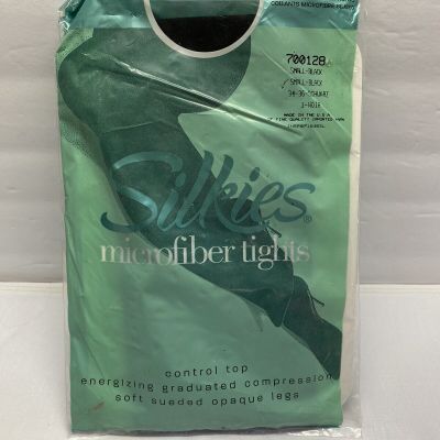 Silkies Microfiber Tights #700128 Small Black control top Pantyhose