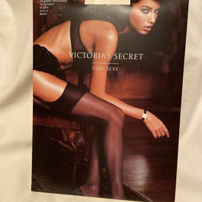 Victorias Secret VERY SEXY CLASSIC STOCKINGS BLACK Size B  15 Denier Vintage