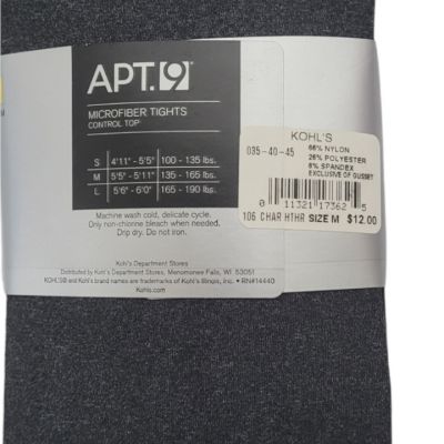 Apt. 9  Microfiber Control Top Tights 1 pair - black - Size M