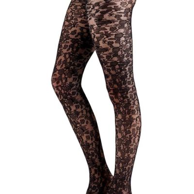 Women's Floral Lace pattern Tights- sustainable yarn tight with saturated flo...