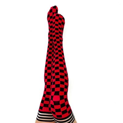 Kixies, Thigh High, Gameday, Red & Black, Size A, Style 1401A