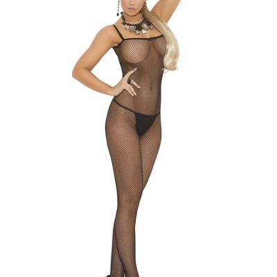 Elegant Moments Seamless Fishnet Crisscross Back Bodystocking Style 1611