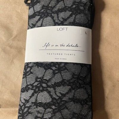 Loft Life is in the details black textured tights floral Sz. L (140-180) NWT