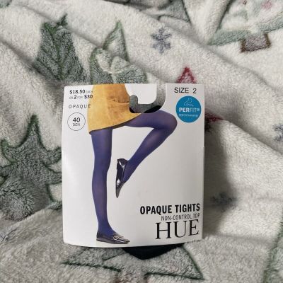 HUE Black Opaque Non-Control Top Tights Size 2 Ht 5'5-6