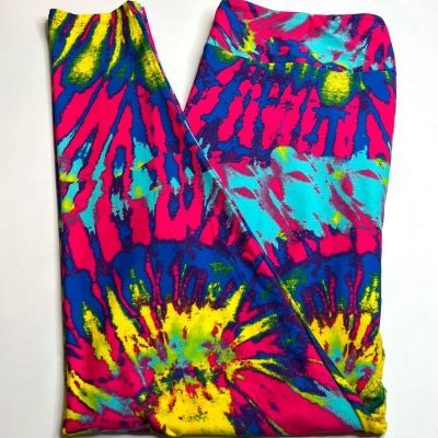 NEW LuLaRoe TC2 Leggings NEON RAINBOW Tie Dye PRIDE Swirl Colorful Line Tropical