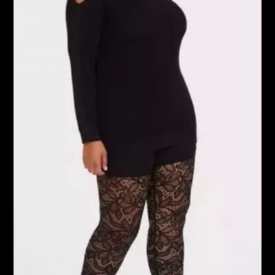 Torrid Black Floral Lace Signature Waist Full Length Legging Plus Size 3X, 22/24