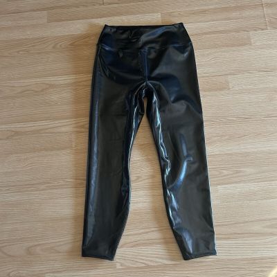 Carbon38 Black Shine High Rise Faux Leather Leggings Medium