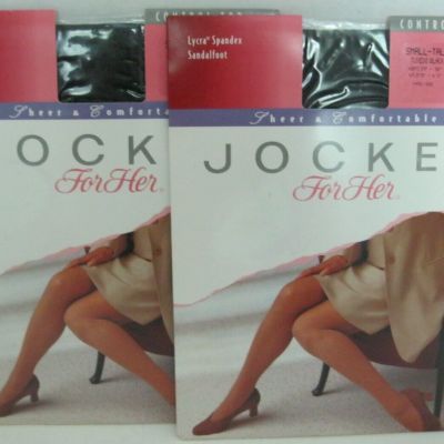 Vintage Jockey For Her Pantyhose Small Tall Lot 2 Pair 1994 Tuxedo Black  NIP