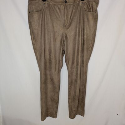 Chicos Brown Faux Suede Leggings Size 4R US Size 20R High Rise