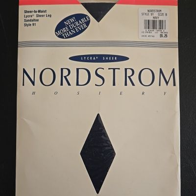 VTG NOS NORDSTROM Hosiery Pantyhose New Navy Size B Control Top Sheer Style 91