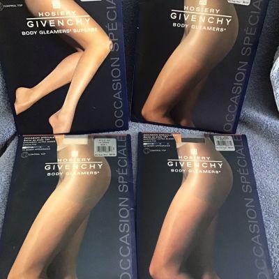 Givenchy Pantyhose Lot Size C BODY GLEAMERS Beige White Black Pale Gold 2001 Vtg