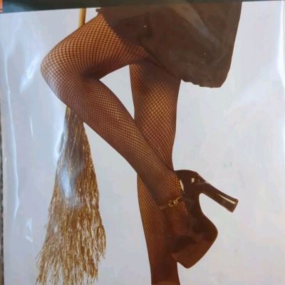 New Adult One Size Black Fishnet Pantyhose Footed Height 5' 6