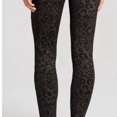 Free People Animal Leopard Printe Moto Leggings Black Gray Women Size S