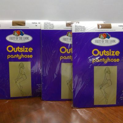 3 Packs of Outsize Reinforced Panty & Toe Back Panel - Tropical Tan 3X