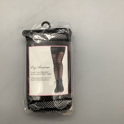 Double Layer Shredded Spandex and Fishnet Tights Leg Avenue Style in Package NEW