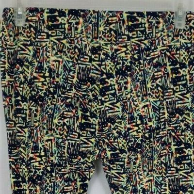 New LuLaRoe Tall & Curvy Leggings Blue With Bright Colorful Grafitti Designs