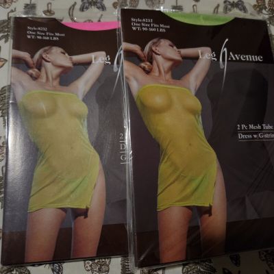 2 Pacleg Avenue Mesh Mini Dress With G String Pink And Green Sexy Dress 6992 New