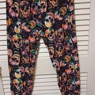 Womens Leggings Skulls Pattern Size Extra Plus 3x-5x