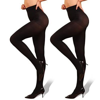 2 Pairs Pantyhose Opaque Tights 40D Resistant Control Top?BlackX-Large