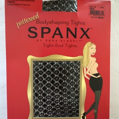 Spanx Size D Black Patterned Body Shaping Tights Tight End Tights 040A Rare New