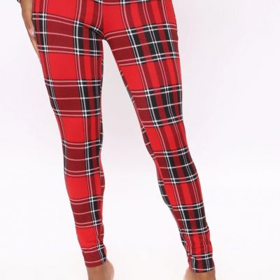 Fashion Nova Plaid It Forward Leggings Size Medium