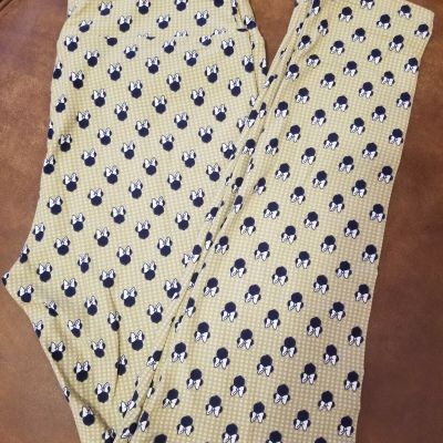 Lularoe Leggings OS, Minnie Mouse heads, Yellow/Gold Disney, Brand New