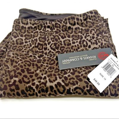 Khaki's & Co Women's Suave Leggings Capri Seamless Leopard Size 2X NEW $48.00