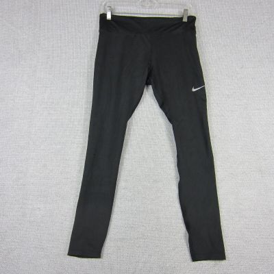 Nike Legging Women Large Black Slim Sheer Calf Active Fitness Gym Workout