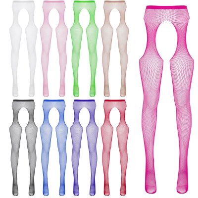 US Womens Pantyhose Stocking Mesh Suspender Hollow Out Thigh-High Fishnet Tights