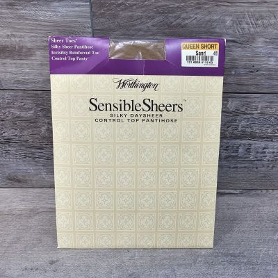 Worthington Sensible Sheers Pantyhose-Size Queen Short Sheer Toes Sand