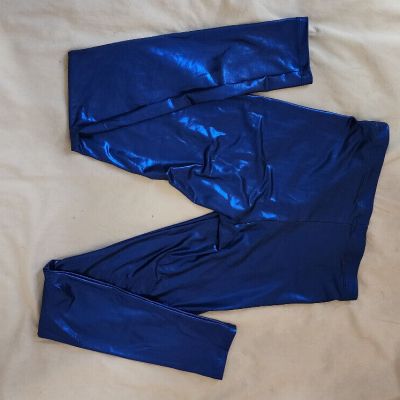 Blue Shiny Leggings Small