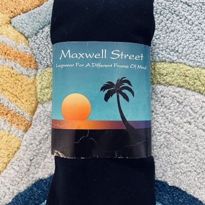 NEW Old Stock Vintage Maxwell Street Hoisery Black Tights 130-160lb Made in USA