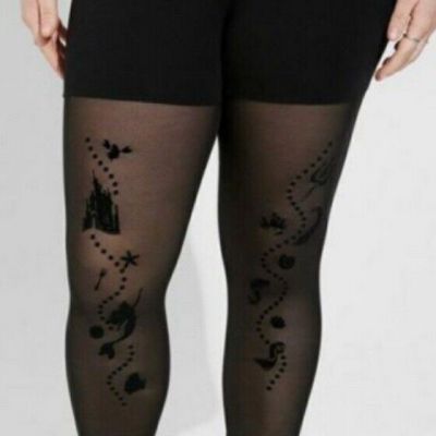 Torrid Size 2 Disney Princess The Little Mermaid Cropped Leggings Mesh Black