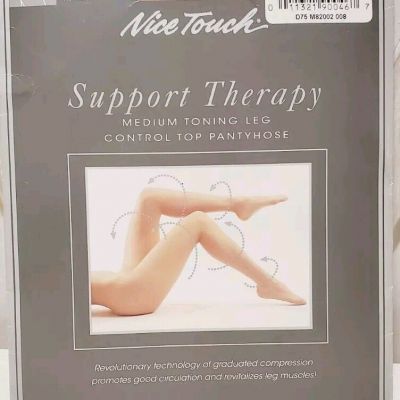 Nice Touch Support Therapy Medium Toning Leg Control Top Pantyhose TAUPE Sz B