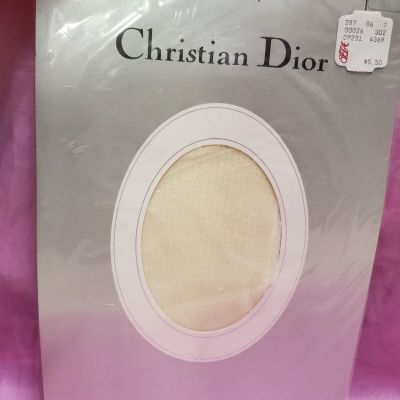 Vintage Christian Dior Pantyhose Size 3 Pin Stripe Texture Alabaster Deadstock