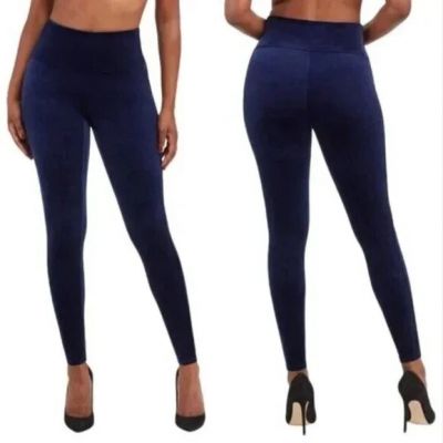 SPANX Size 2X Velvet Leggings Dark Blue High Rise Ready to Wow Shaping