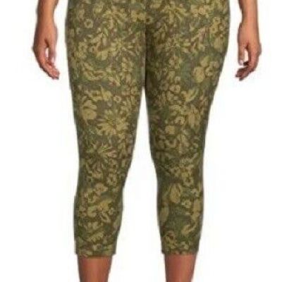 Terra & Sky  NEW?Woman's PLUS Capri legging's size 0X~olive/sage floral