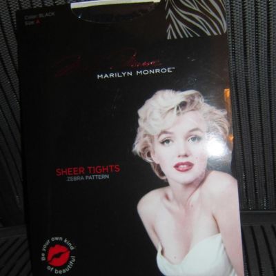 NEW MARILYN MONROE BLACK SHEER TIGHTS ZEBRA DESIGN SIZE A