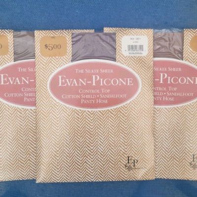 Evan-Picone Silkee Sheer Pantyhose Lot Of 3 Size 183 2 Puddy 1 New Grey