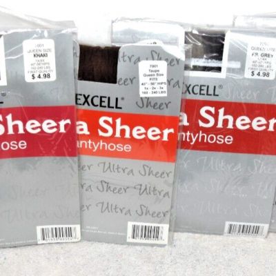 6 New in Package Multicolor Ultra Sheer Pantyhose Lot Queen Q 1x 2x 3x 160-240