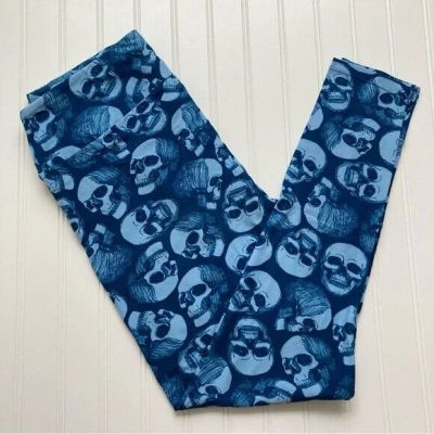 ???? ???? NWT LuLaRoe TC leggings Halloween blue skulls sz 12-18 rare HTF UNICORN ????