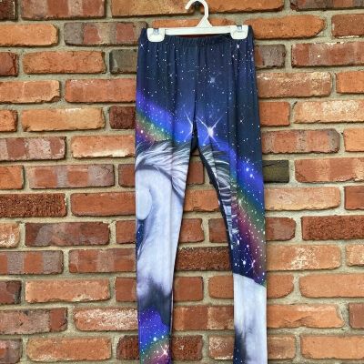 Wet Seal Y2K Blue Shiny Unicorn Leggings Size Small Juniors