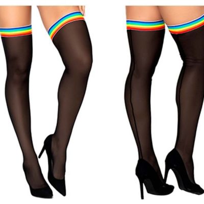 Mapale 1100 Mesh Thigh Highs Color Black-Rainbow