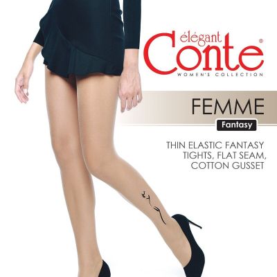 Conte Fantasy Pantyhose Femme with Tattoo Design 20 den color bronz  size L (4 )