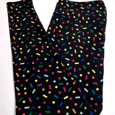 NEW Lularoe TC2 Leggings BLACK RAINBOW Confetti SPECKLE Celebration PARTY Dot