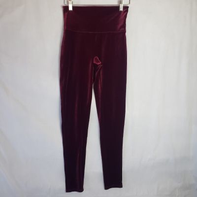 Spanx Shiny Velvet Rich Burgundy High Waisted Leggings/#2070-Size L