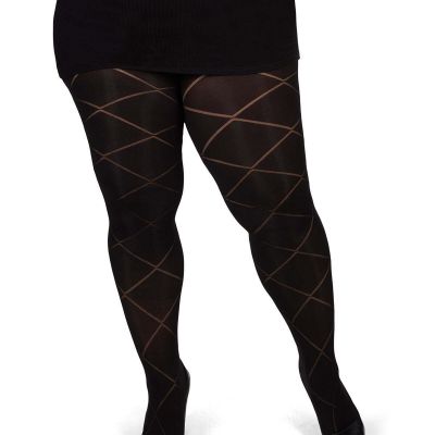 Diamond Opaque Plus Size Curvy Control Top Tights